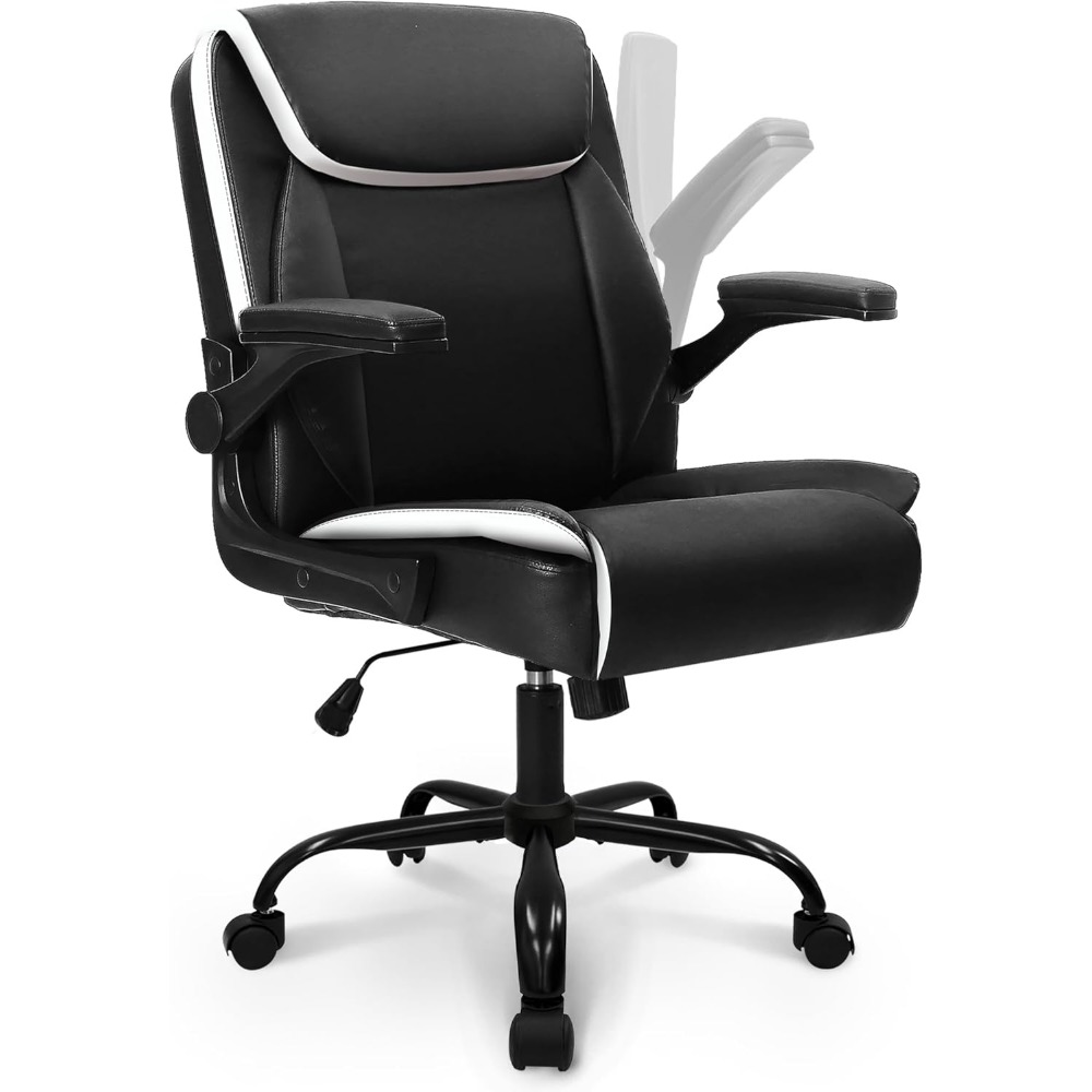 Task Chair Mid Back - Ergonomic Mid-Back Leather Desk Chair with