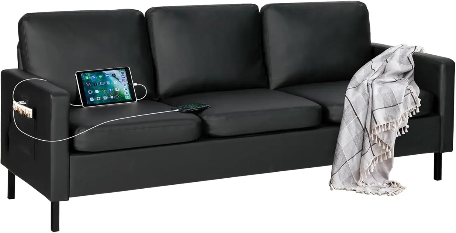 Office Furniture Dimensions - Modern Comfy Couch with USB, Small