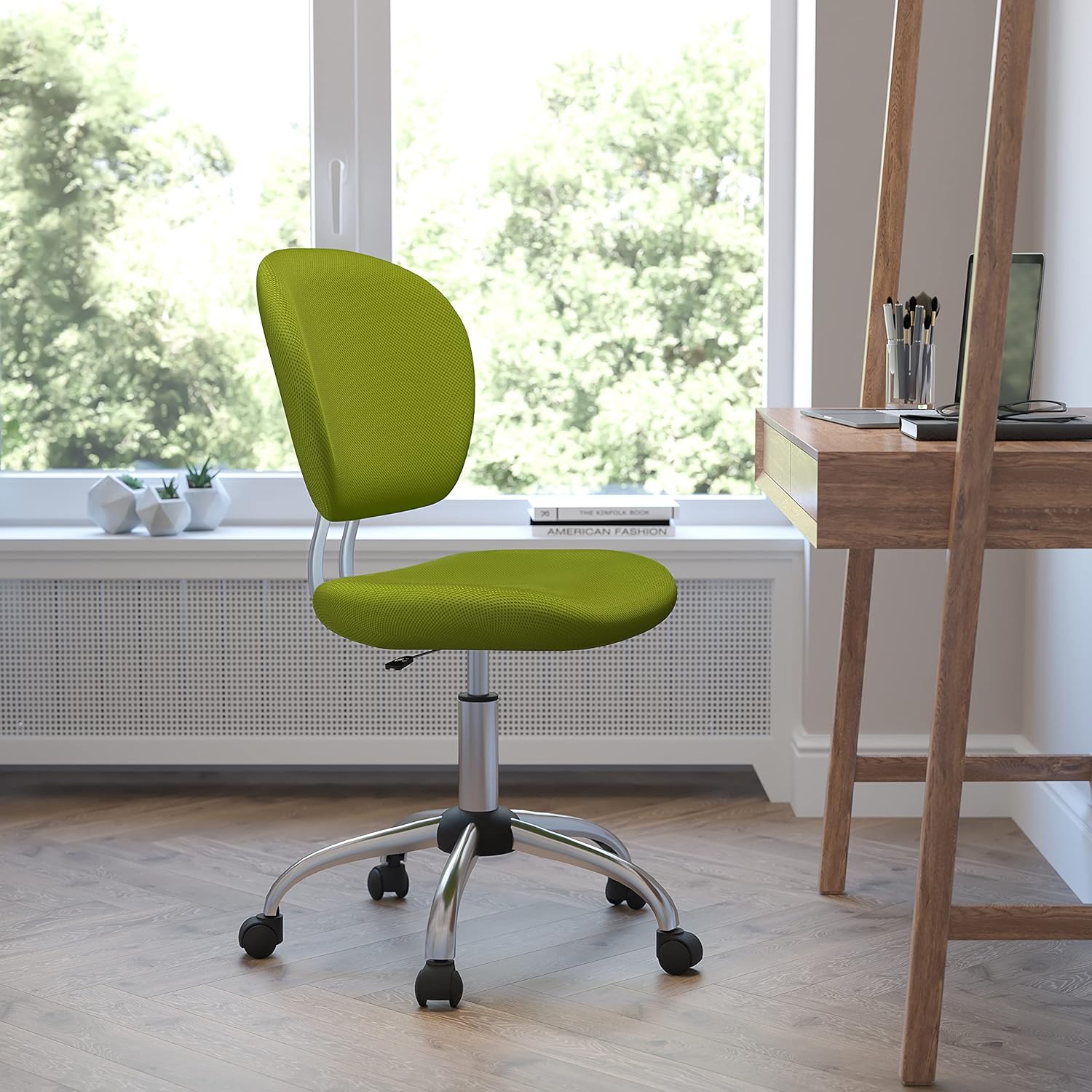 Task Chair Mid Back - Mid-Back Apple Green Mesh Padded Swivel