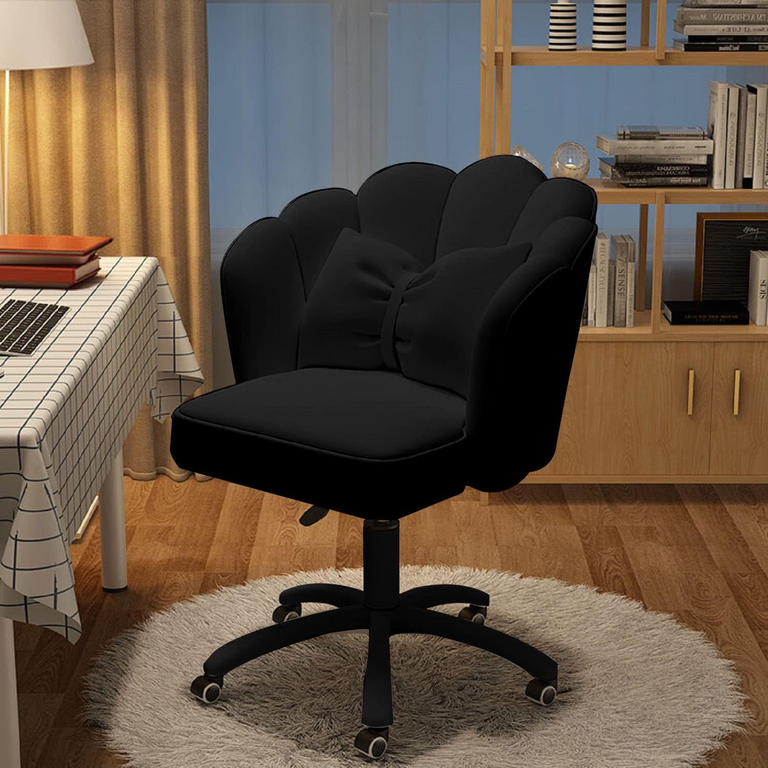 Task Chair Mid Back - Velvet Desk Chair with Wheels Upholstered