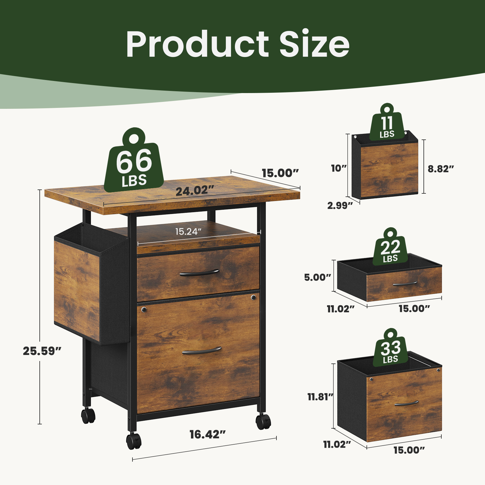 JHK Mobile File Cabinet with 2 - Office Furniture Dimensions review and price