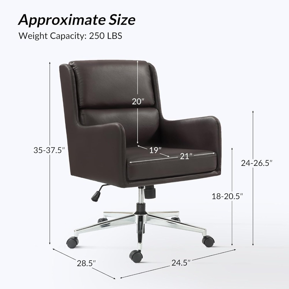 HULALA HOME Faux Leather Home  - Task Chair Mid Back review and price