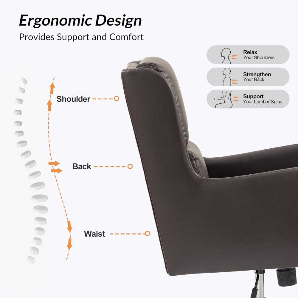 HULALA HOME Faux Leather Home  - Task Chair Mid Back review and price