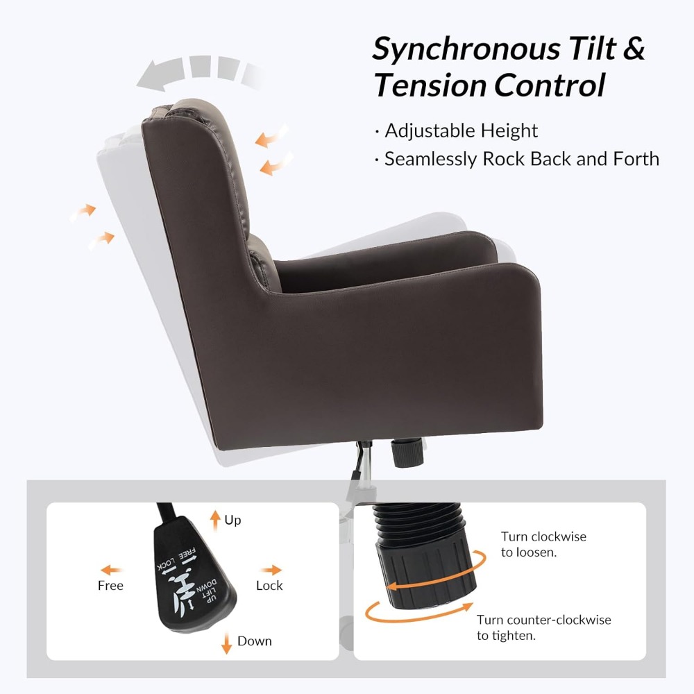 HULALA HOME Faux Leather Home  - Task Chair Mid Back review and price