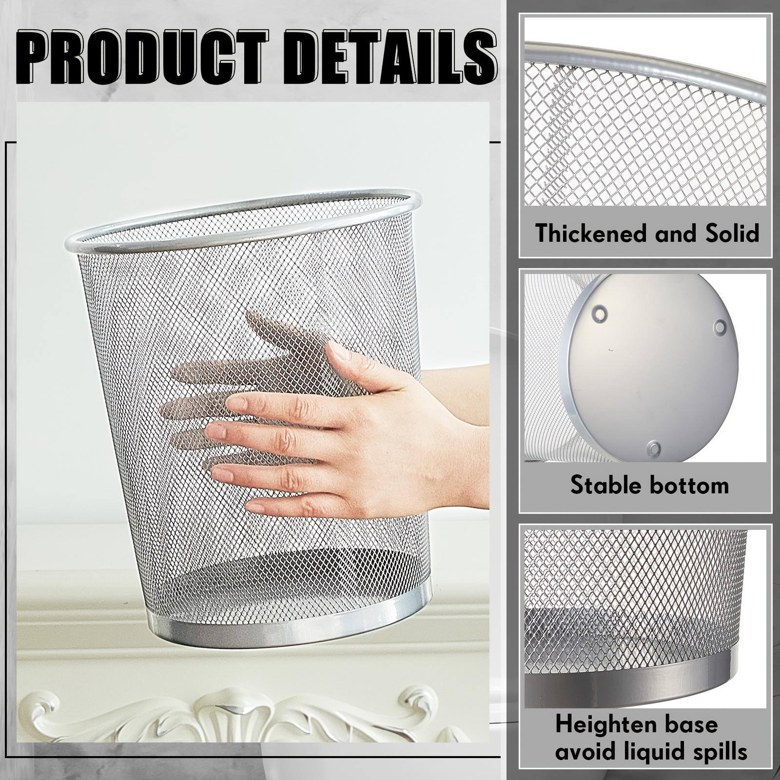 6 Pack Silvery Office Trash Ca - Paper Basket Mesh review and price