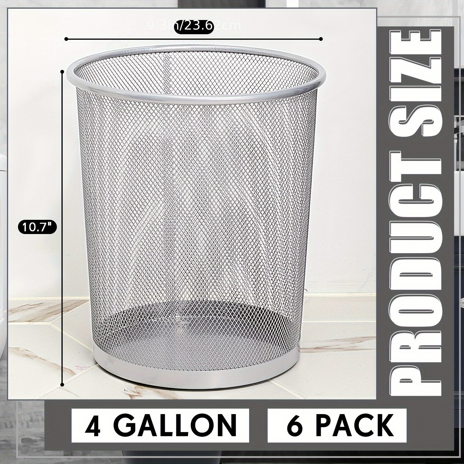 6 Pack Silvery Office Trash Ca - Paper Basket Mesh review and price