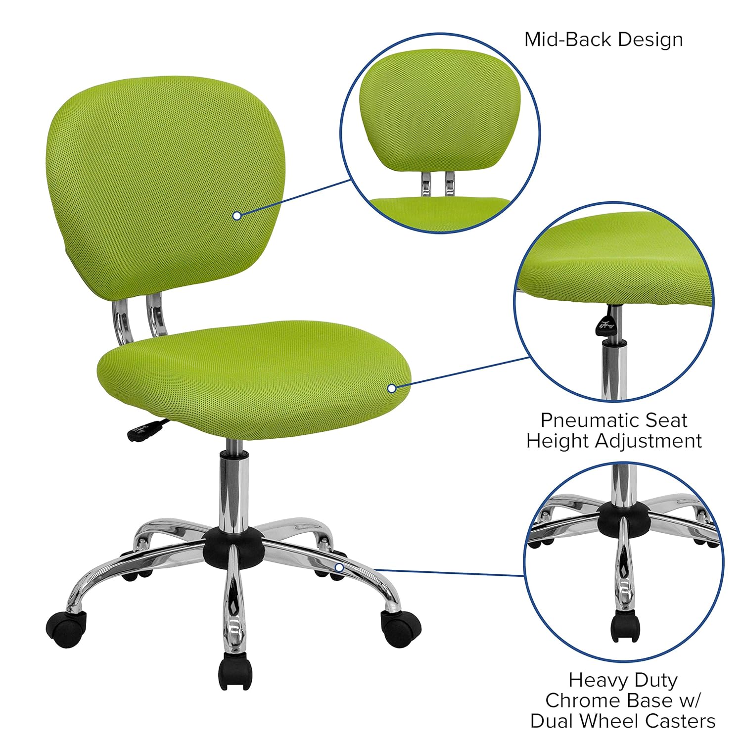 Mid-Back Apple Green Mesh Padd - Task Chair Mid Back review and price