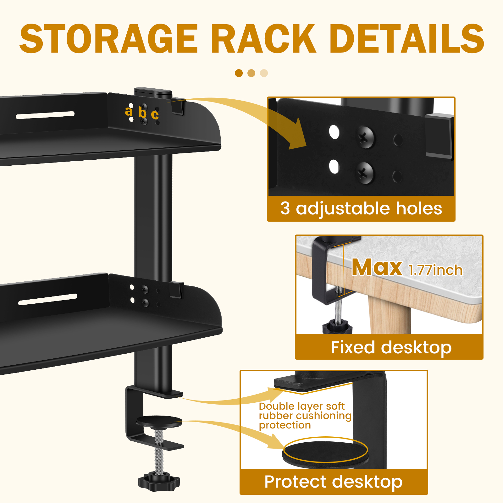 2 Tiers Clamp-on Desk Shelf No - Wall Mounted Desk Fold review and price